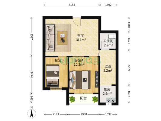 名仕乐居 2室1厅1卫 68平方