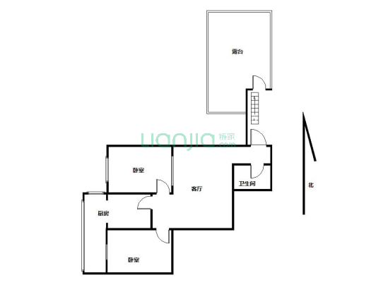 正规两居室  满五唯一  有同户型露台 利用率高-户型图