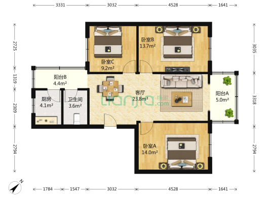 昭忠祠街69号 3室1厅1卫 172平方