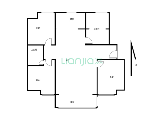 锦绣星龙170平方大三室，有产权证可分期-户型图