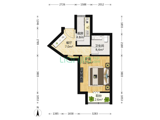 沙子口路70号 1室1厅1卫 36平方