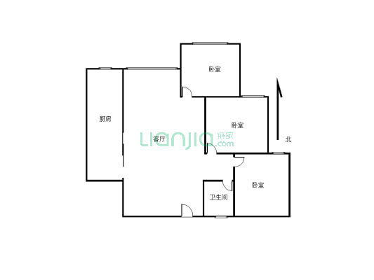 此房户型三室一卫，布局合理，格局楼层好，视野开阔，-户型图