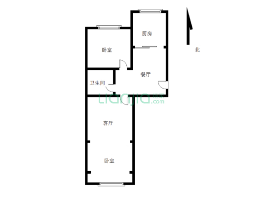 松山五小隔壁，南北通透两居室出售-户型图