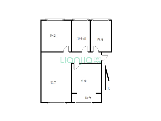 110单位小区两居室中间楼层居家方便-户型图