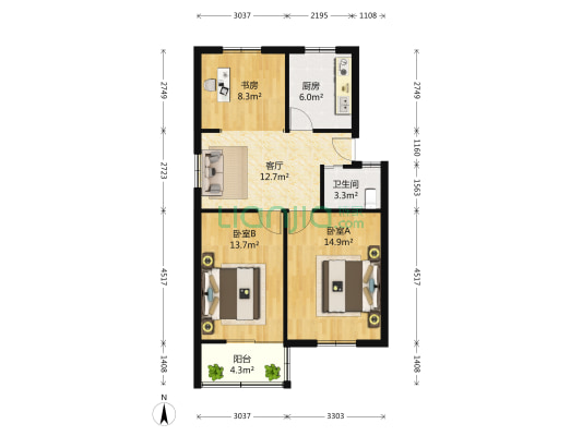 水产楼小区 3室1厅1卫 79平方