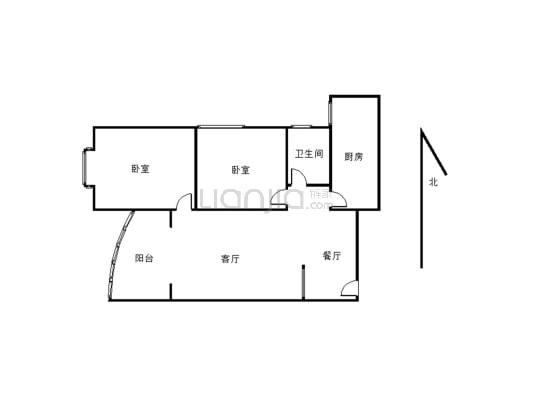 南城江景  两室  家具 家电齐全  拎包入住-户型图