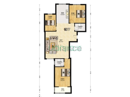 低楼层 地理位置优越 交通便利生活配套设施齐全-户型图