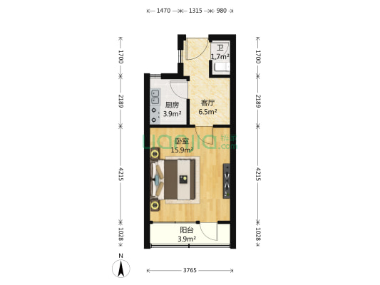 安乐林头条2号院 1室1厅1卫 41平方