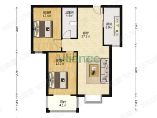 水岸花城 精装婚房 好楼层 采光无遮挡-户型图