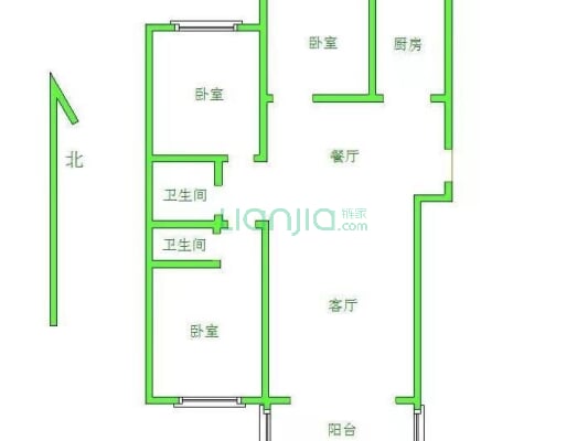 福地水岸 3室2厅 南 北-户型图