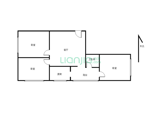 商务区4楼 正规三室 图片真实 直接拎包入住 可按揭-户型图
