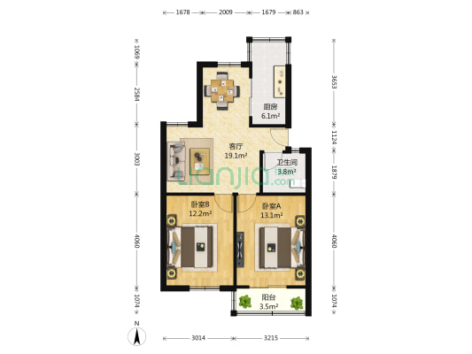 省建一公司第三宿舍 2室1厅1卫 79平方
