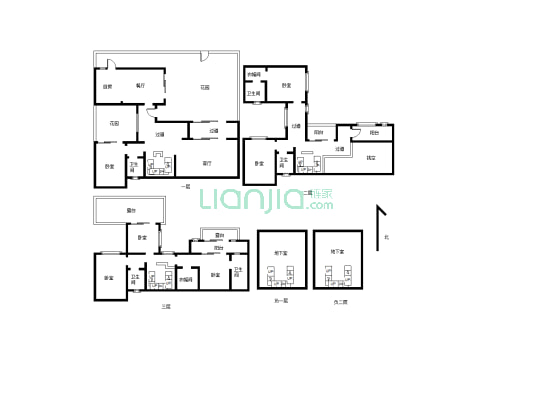 香港置地品质楼盘、单层约200㎡、2+3中式合院别墅-户型图