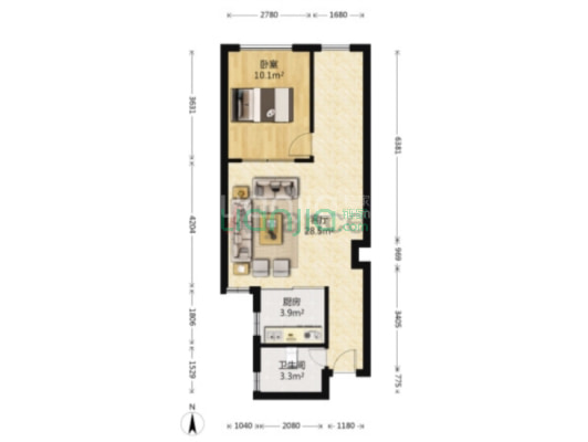 业主诚意出售 两居 采光好 视野开阔-户型图