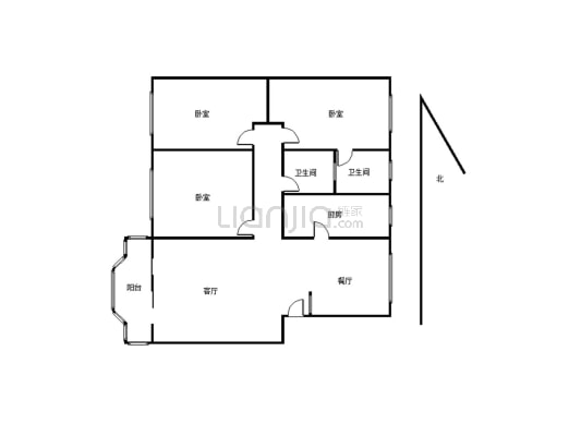 城南聚贤小区中装三室，低首付，有小区物管-户型图