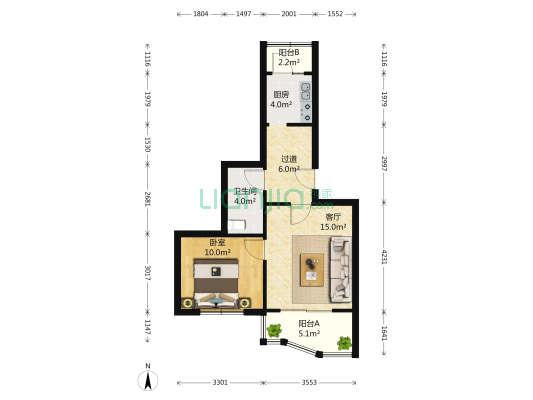 东方御景 1室1厅1卫 59平方