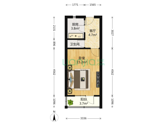 彩霞里 1室1厅1卫 32平方