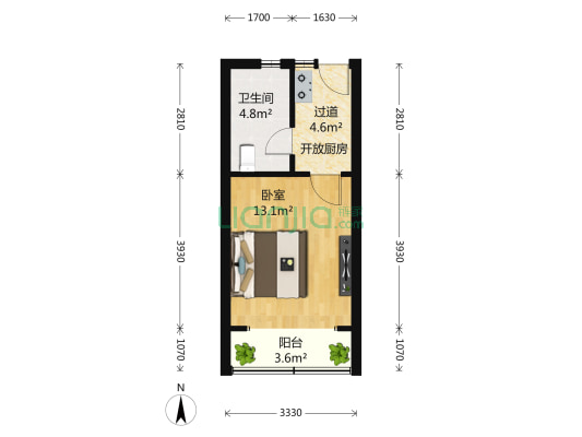 龙吴路410弄 1室0厅1卫 34平方