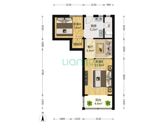 川沙路4650弄 2室1厅1卫 51平方
