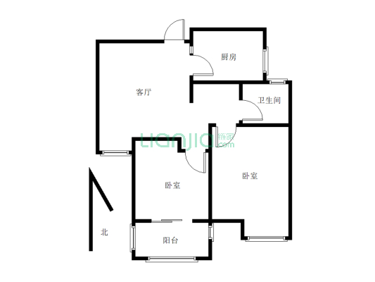 荣城国际75平大2房，精装修高楼层-户型图