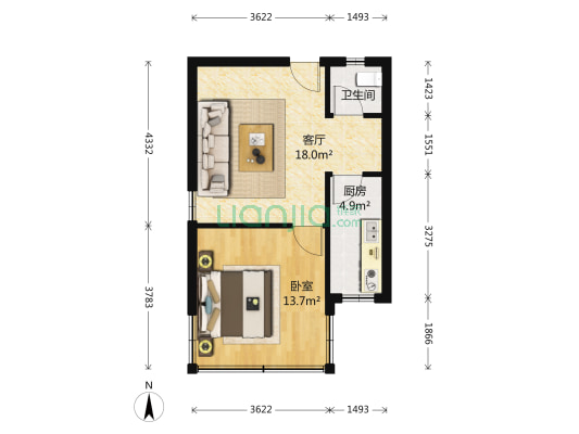 联庄公寓 1室1厅1卫 50平方