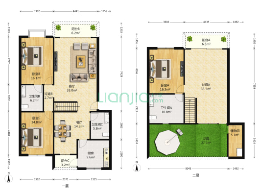 中华园锦苑 3室2厅3卫 202平方