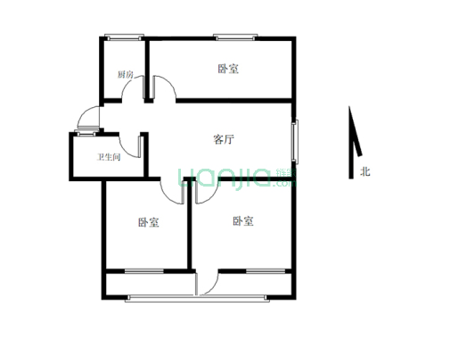 天园小区；三室两厅一卫；七楼，小区环境干净舒适，-户型图