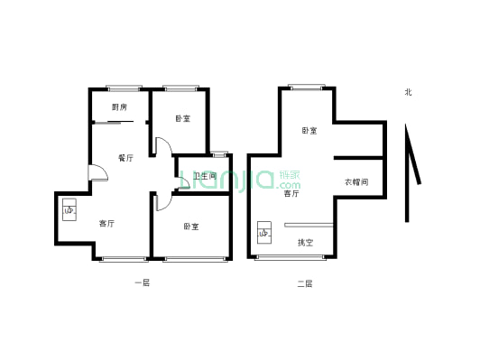 亚兴国际公寓 2室2厅 南-户型图