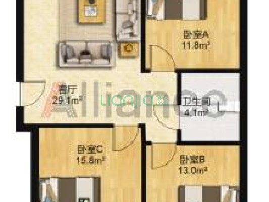 精装修，中高楼层，集中供暖！拎包入住!-户型图