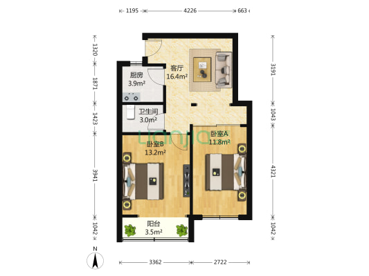 栖霞路散盘 2室1厅1卫 87平方