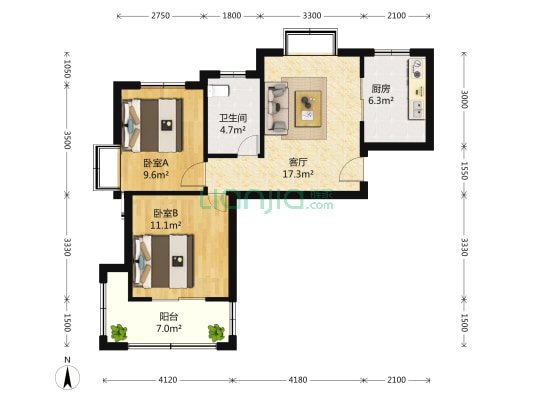 民惠佳苑 2室1厅1卫 74平方