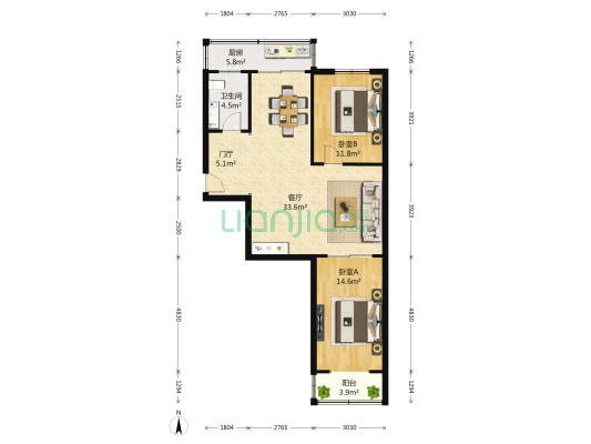 金宇里 2室1厅1卫 95平方