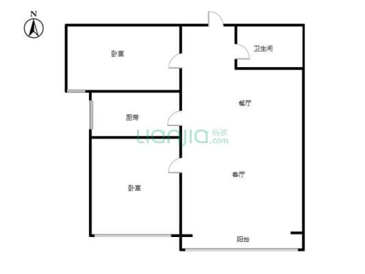 水岸花城 2室1厅 南-户型图