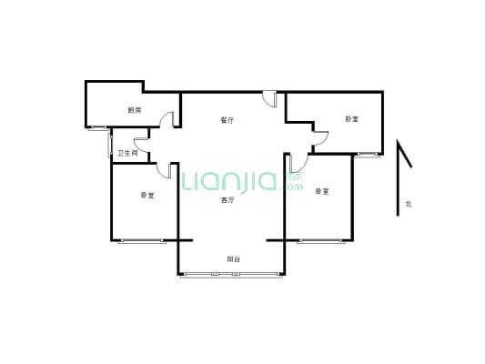 香榭丽舍毛坯3房，售价52万，有证可以贷款-户型图