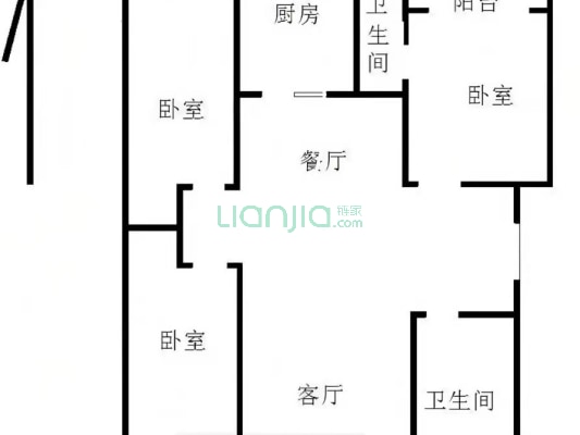 好房推荐 桃园区 板楼2层 南北通透大三居 带地下室-户型图