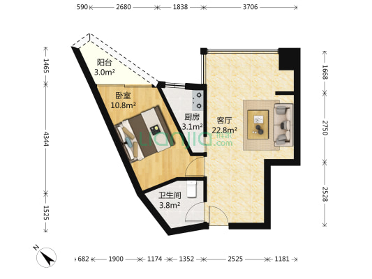 佳祥花园 1室1厅1卫 47平方