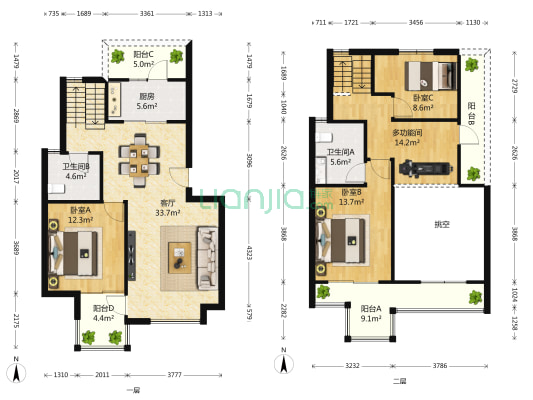 东郊小镇第一街区 4室1厅2卫 128平方