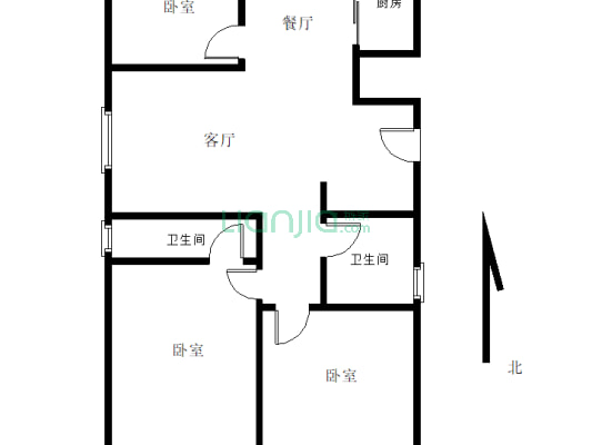 平宝港湾电梯房三室两卫精装证暖可贷款-户型图