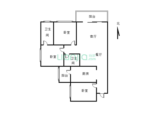 阳光印江山 3室1厅 东-户型图