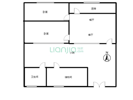环保局家属院 2室1厅 南 北-户型图