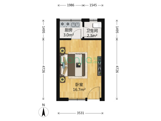 桃苑小区 1室0厅1卫 30平方