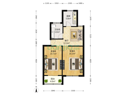 菊泉新村 2室1厅1卫 70平方