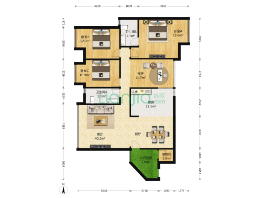 英郡二期 4室1厅2卫 143平方