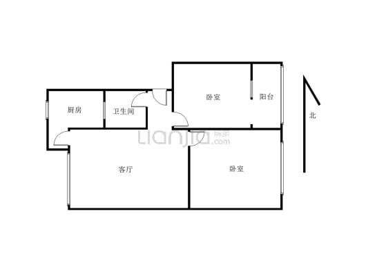 丝厂小区2室1厅1厨1卫格局规整通透适宜居住-户型图