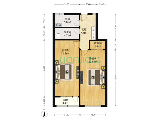 乌鲁木齐北路100弄 2室1厅1卫 71平方
