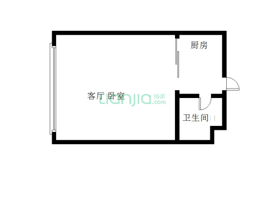 金街公寓 一居 好楼层 采光无遮挡-户型图