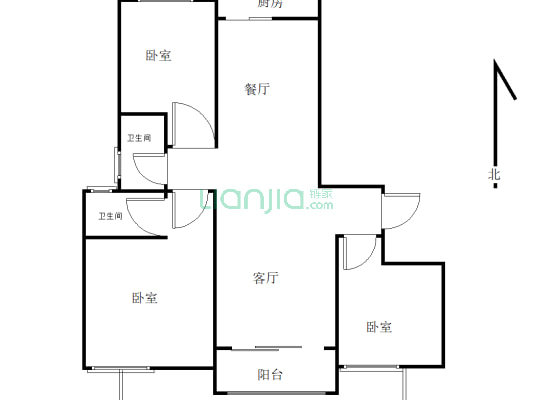 建业城(宝丰) 3室2厅 南-户型图