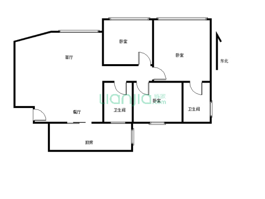 天池家园精装大三房，置换全新家具 拎包入住 价格可议-户型图
