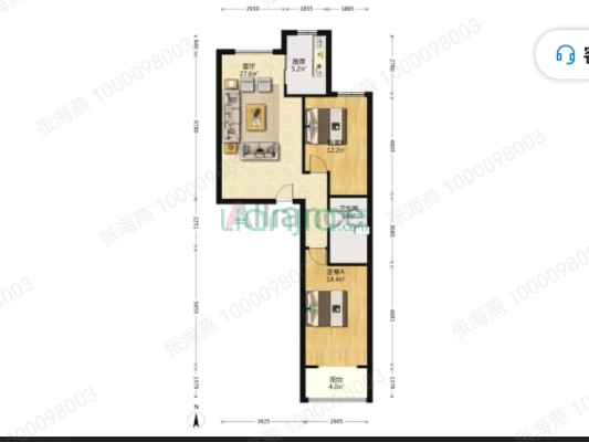 范阳路 电梯房 交通便利 南北两居-户型图