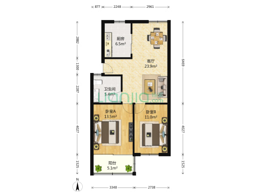紫竹林28号 2室1厅1卫 74平方